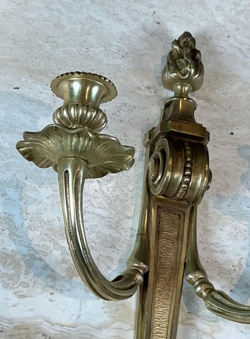 Pamono Louis XVI Style Bronze Wall Lights, Set of 2
