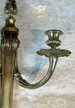 Pamono Louis XVI Style Bronze Wall Lights, Set of 2