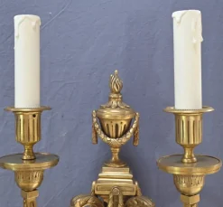 Pamono Louis XVI Style Bronze Wall Lights, Late 19th Century, Set of 2><noscript><img width=