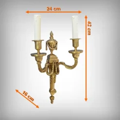 Pamono Louis XVI Style Bronze Wall Lights, Late 19th Century, Set of 2><noscript><img width=