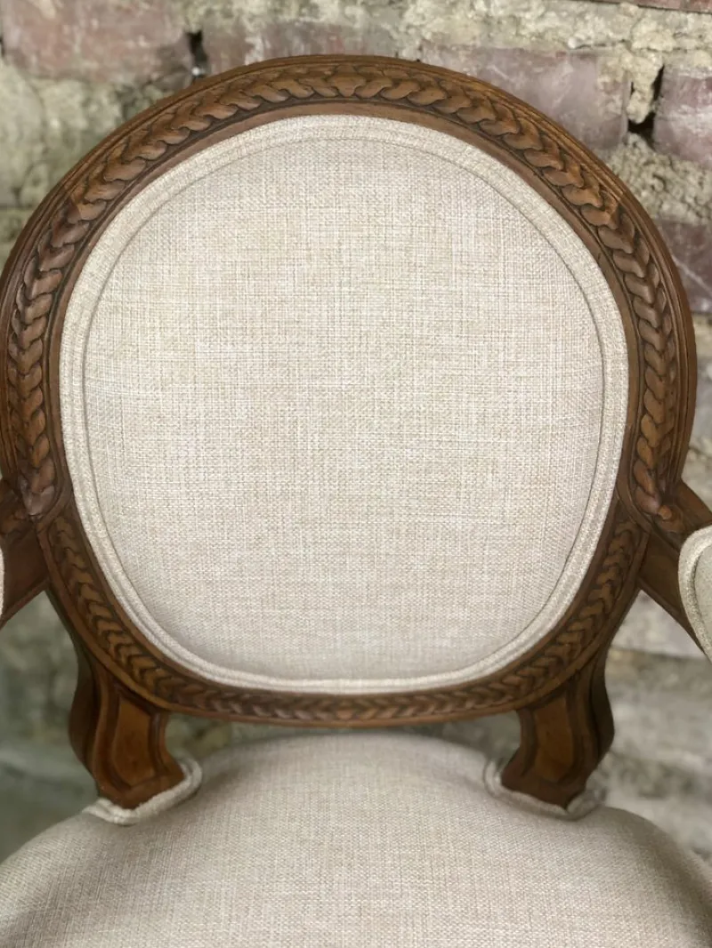 Pamono Louis XVI Style Carved Walnut Armchair with Beige Upholstery> Children's Chairs