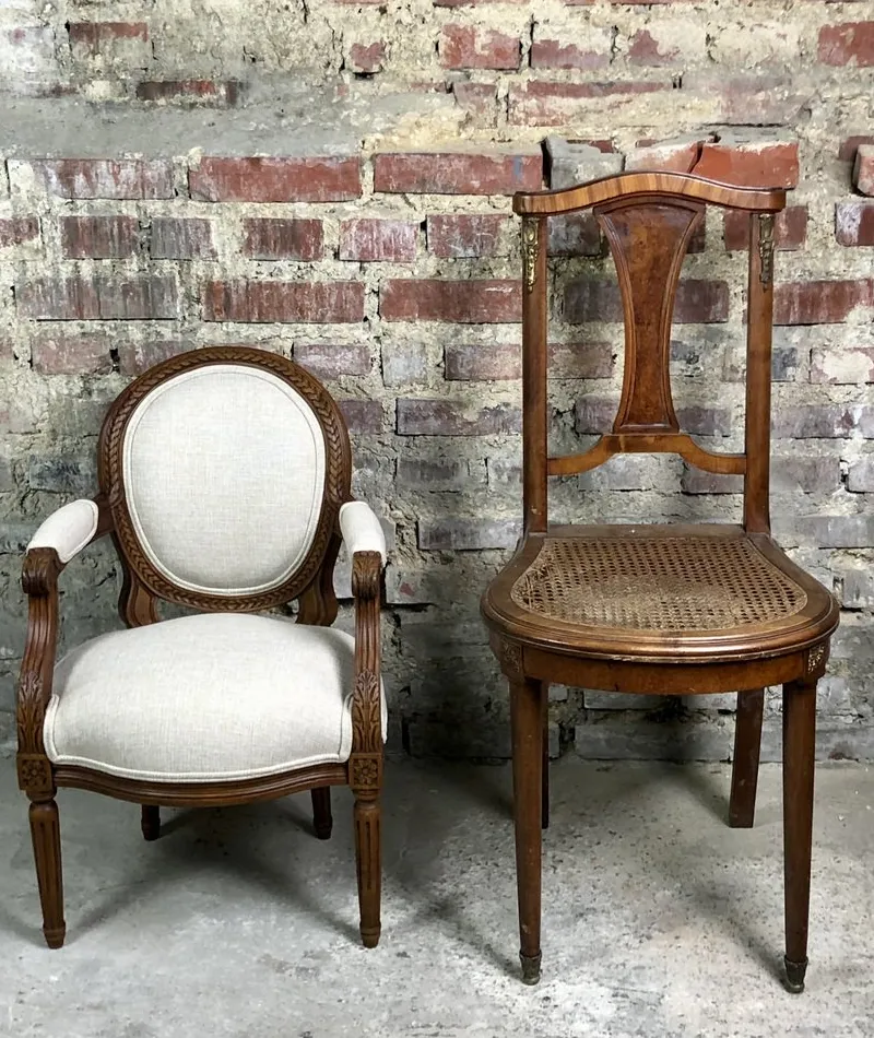 Pamono Louis XVI Style Carved Walnut Armchair with Beige Upholstery> Children's Chairs