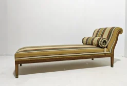Pamono Louis XVI Style Chaise Longue in Wood and Multicolored Fabric with Brass Accessories, 1890s><noscript><img width=