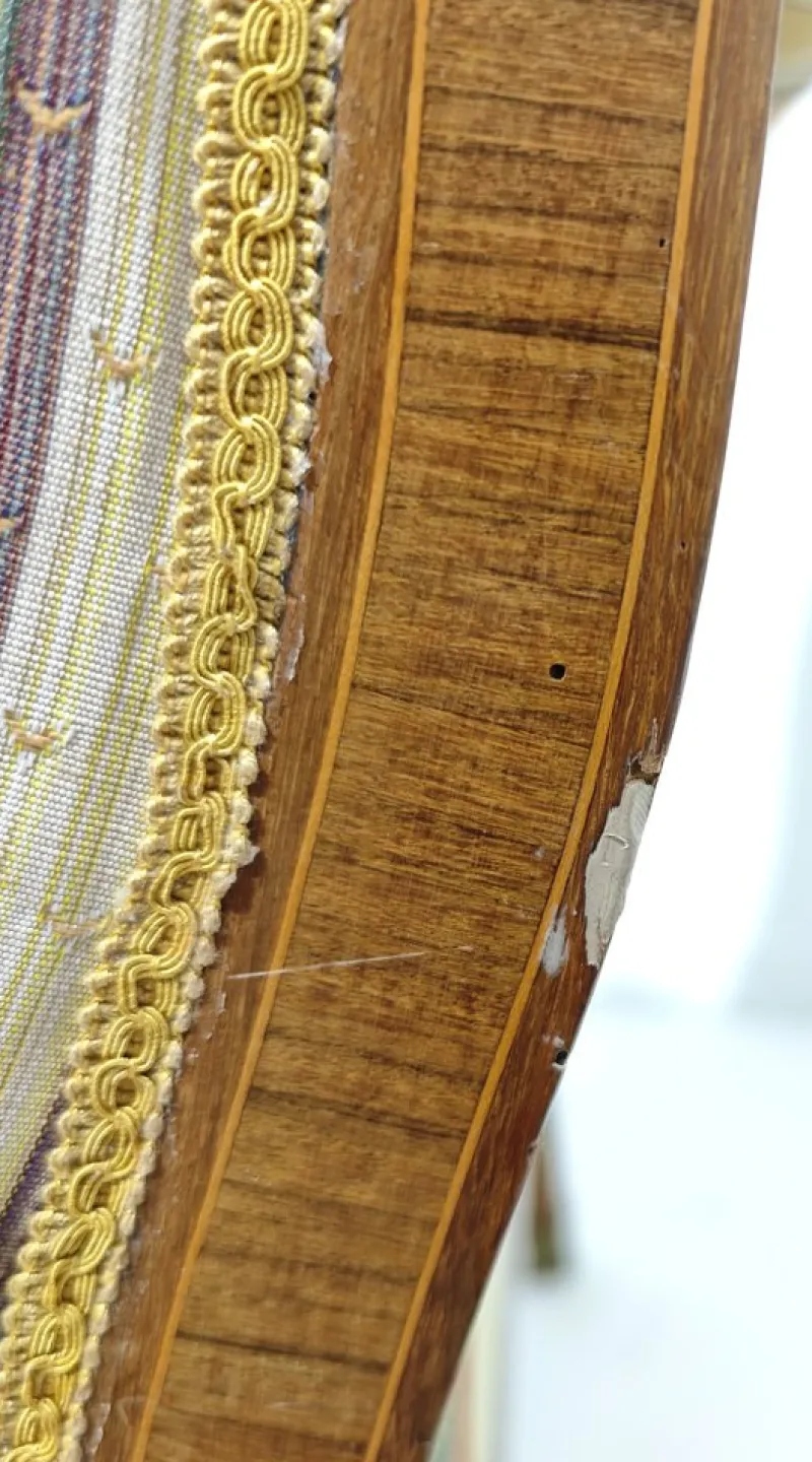 Pamono Louis XVI Style Chaise Longue in Wood and Multicolored Fabric with Brass Accessories, 1890s> Daybeds & Chaises Lounges