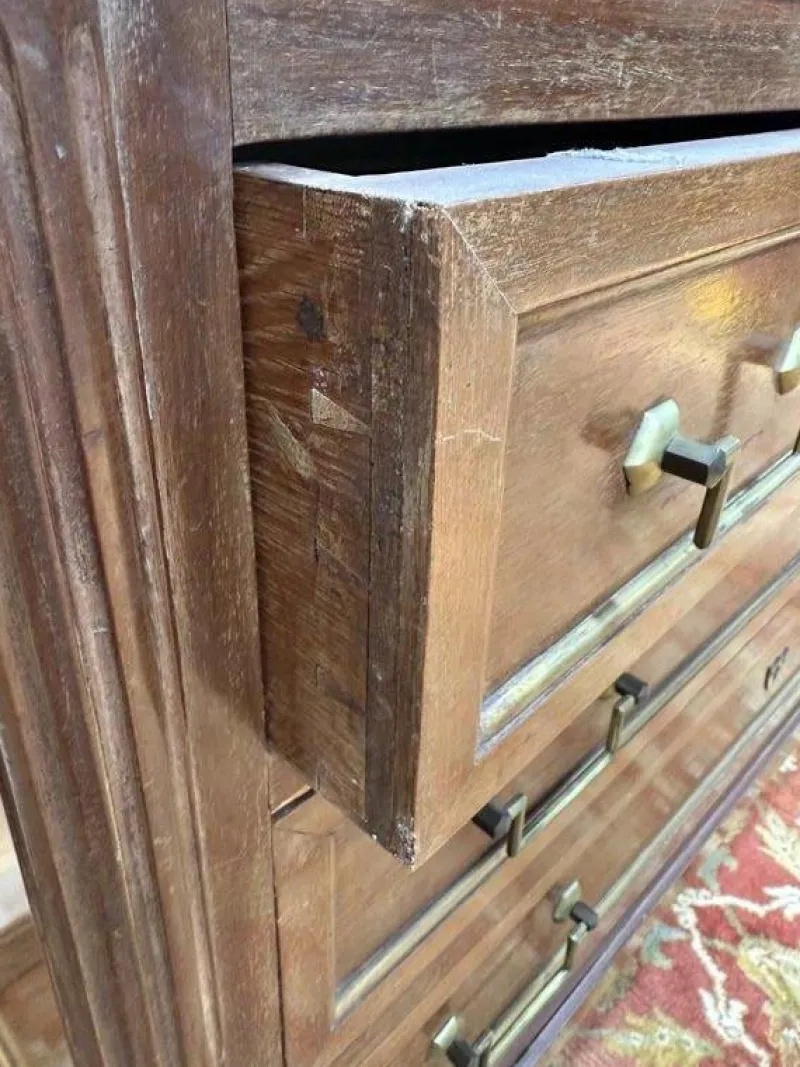 Discount Pamono Louis Xvi Style Chest of Drawers in Mahogany and Brass Trim, White Carrara Marble