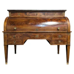 Pamono Louis XVI Style Cylinder Secretary in Flame Mahogany> Secretaires