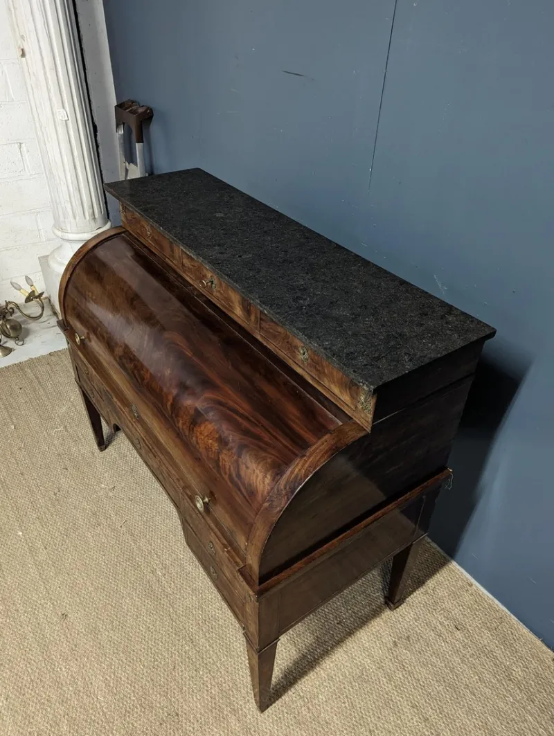 Pamono Louis XVI Style Cylinder Secretary in Flame Mahogany> Secretaires