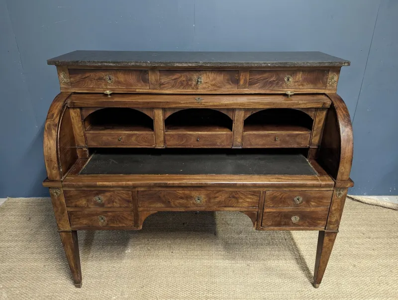 Pamono Louis XVI Style Cylinder Secretary in Flame Mahogany> Secretaires