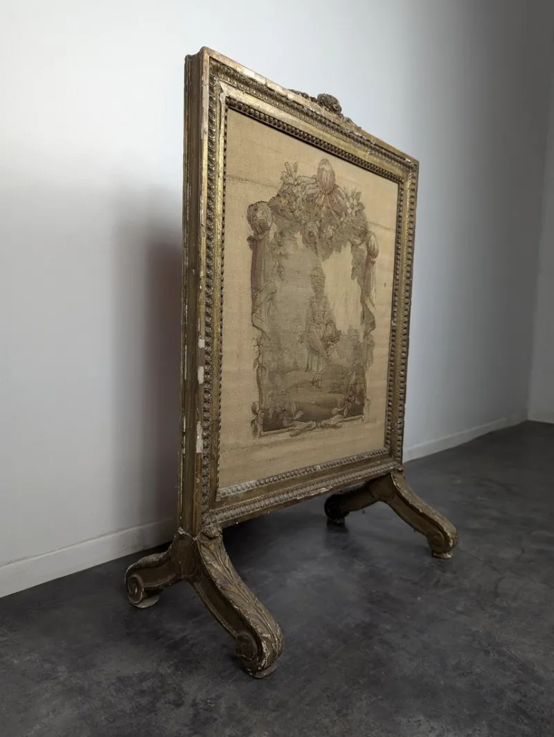 Pamono Louis XVI Style Fire Screen in Gilded Wood> Room Dividers & Screens