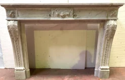 Pamono Louis XVI Style Fireplace in White Carrara Marble, 19th Century> Fireplaces And Mantels