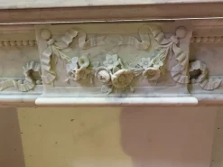 Pamono Louis XVI Style Fireplace in White Carrara Marble, 19th Century><noscript><img width=