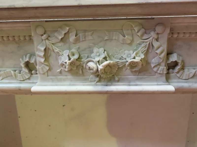 Pamono Louis XVI Style Fireplace in White Carrara Marble, 19th Century> Fireplaces And Mantels