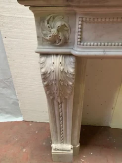 Pamono Louis XVI Style Fireplace in White Carrara Marble, 19th Century><noscript><img width=
