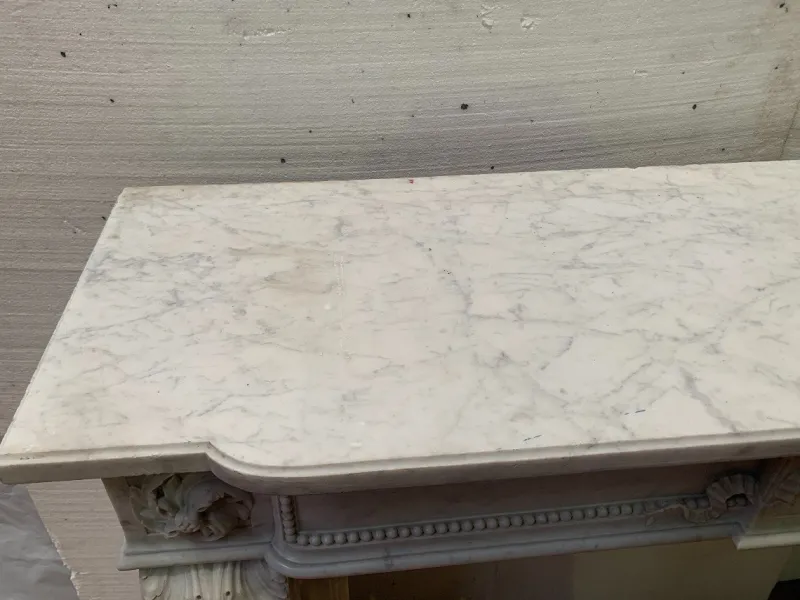 Pamono Louis XVI Style Fireplace in White Carrara Marble, 19th Century> Fireplaces And Mantels