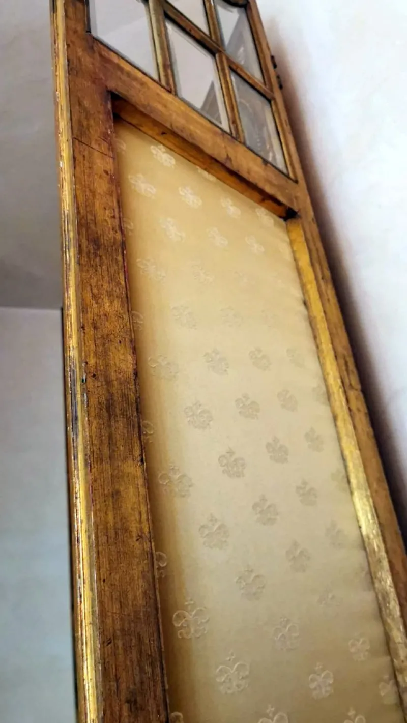 Pamono Louis XVI Style French Screen in Gilded Wood with Oil Painting and Ground Glass> Room Dividers & Screens