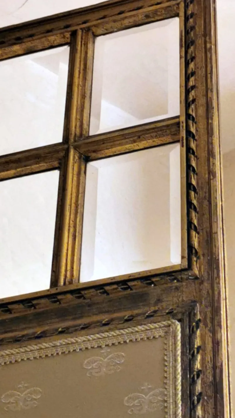 Pamono Louis XVI Style French Screen in Gilded Wood with Oil Painting and Ground Glass> Room Dividers & Screens