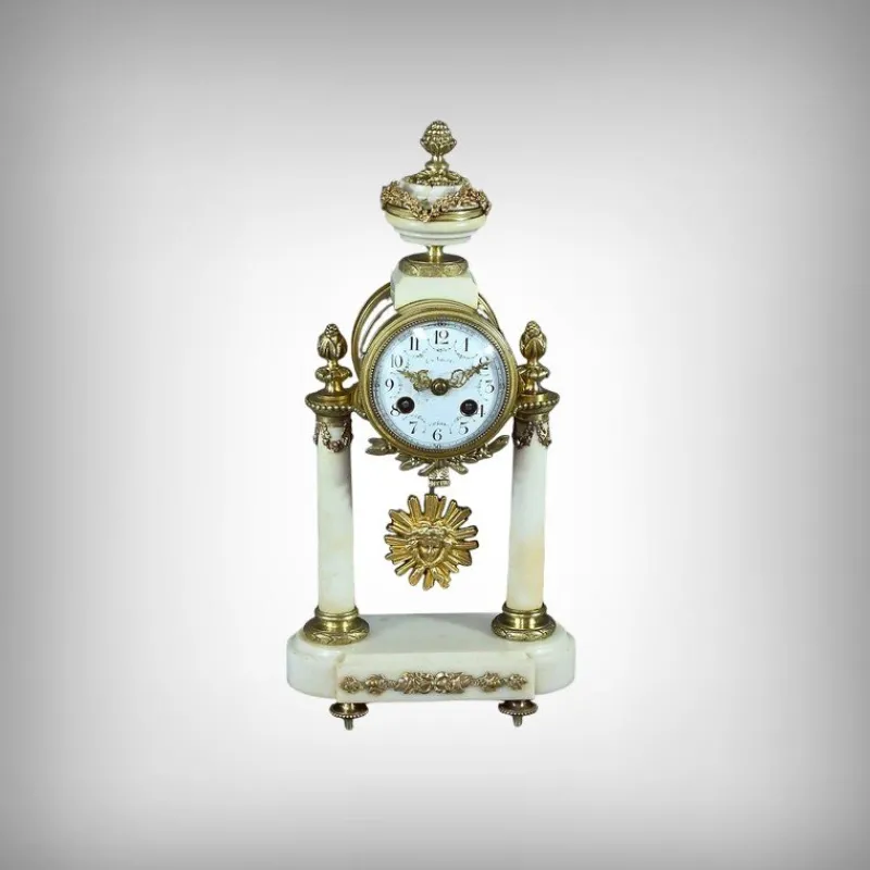 Pamono Louis XVI Style Marble and Bronze Clock from Mougin, 1889> Clocks
