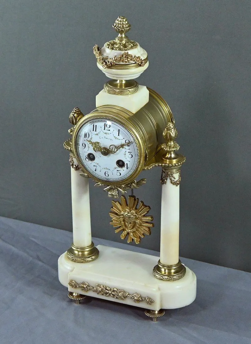 Pamono Louis XVI Style Marble and Bronze Clock from Mougin, 1889> Clocks