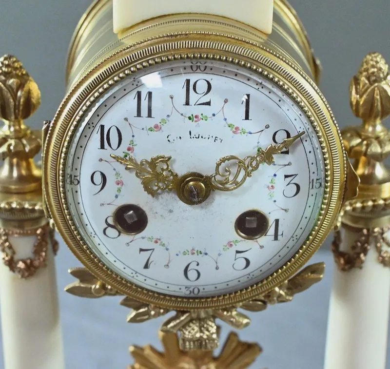 Pamono Louis XVI Style Marble and Bronze Clock from Mougin, 1889> Clocks