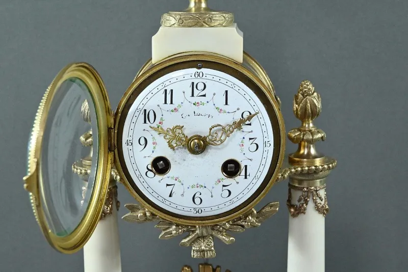 Pamono Louis XVI Style Marble and Bronze Clock from Mougin, 1889> Clocks