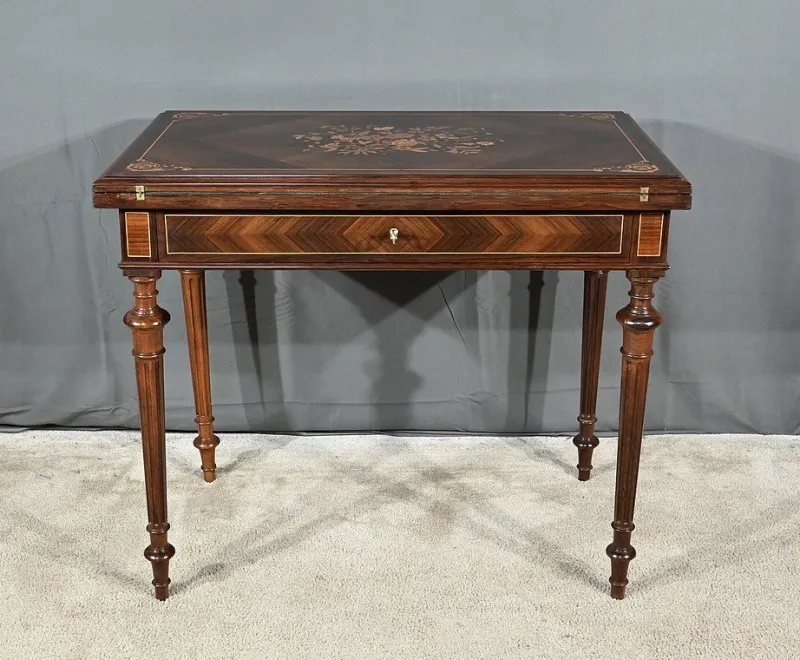 Outlet Pamono Louis Xvi Style Marquetry System Table, Late 19th Century