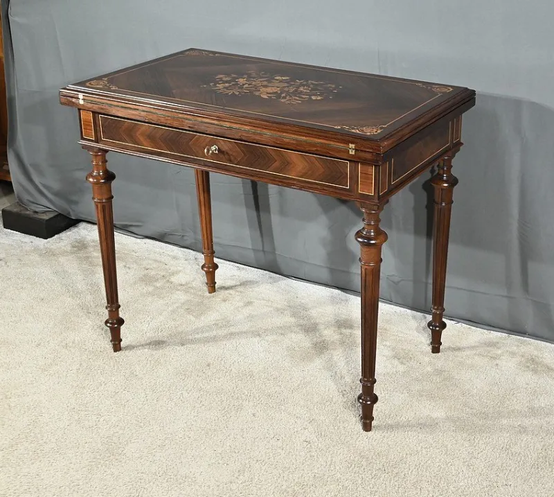 Outlet Pamono Louis Xvi Style Marquetry System Table, Late 19th Century