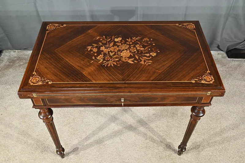 Outlet Pamono Louis Xvi Style Marquetry System Table, Late 19th Century