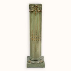 Clearance Pamono Louis XVI Style Pedestal Column in Olive Green