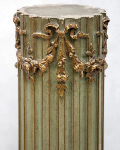 Clearance Pamono Louis XVI Style Pedestal Column in Olive Green
