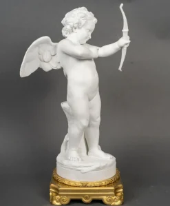 Pamono Louis XVI Style Sculpture of Amor with Bow, Bisque on Gilt Bronze Mount> Classical|Sculpture