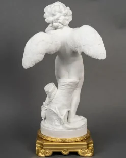 Pamono Louis XVI Style Sculpture of Amor with Bow, Bisque on Gilt Bronze Mount><noscript><img width=