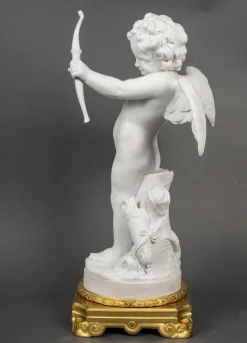 Pamono Louis XVI Style Sculpture of Amor with Bow, Bisque on Gilt Bronze Mount><noscript><img width=