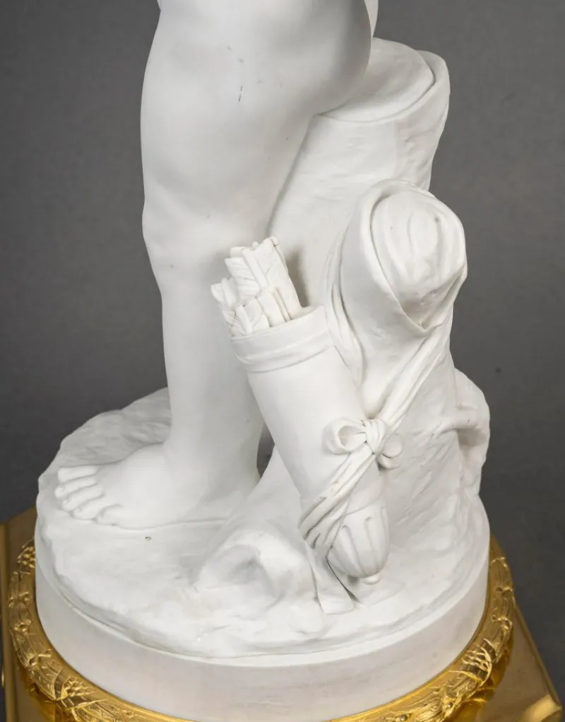 Pamono Louis XVI Style Sculpture of Amor with Bow, Bisque on Gilt Bronze Mount> Classical|Sculpture