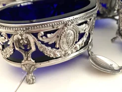Pamono Louis XVI Style Silver Salt Cellars from Georges Bachelet, 1880s, Set of 2><noscript><img width=