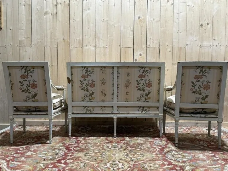 Pamono Louis XVI Style Sofa and Chairs, Set of 3> Living Room Sets