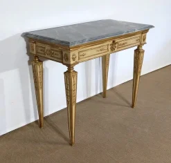 Pamono Louis XVI Style 19th-Century Marble and Golden Wood Console Table> Console Tables
