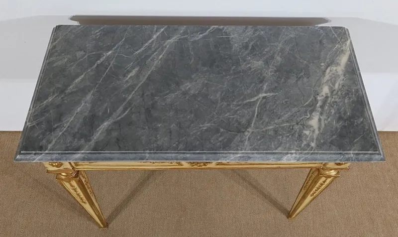 Pamono Louis XVI Style 19th-Century Marble and Golden Wood Console Table> Console Tables