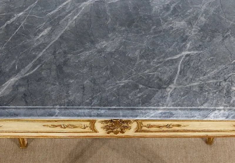 Pamono Louis XVI Style 19th-Century Marble and Golden Wood Console Table> Console Tables