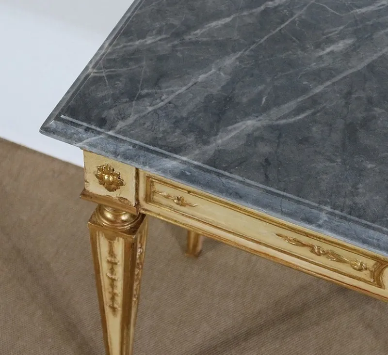 Pamono Louis XVI Style 19th-Century Marble and Golden Wood Console Table> Console Tables