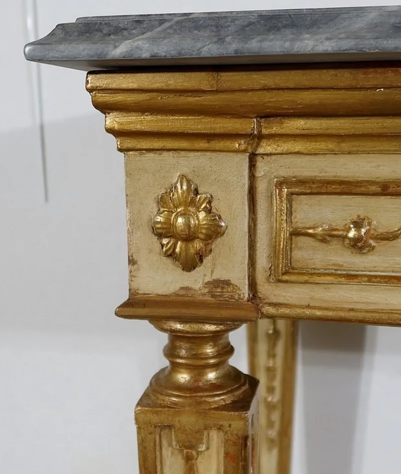 Pamono Louis XVI Style 19th-Century Marble and Golden Wood Console Table> Console Tables