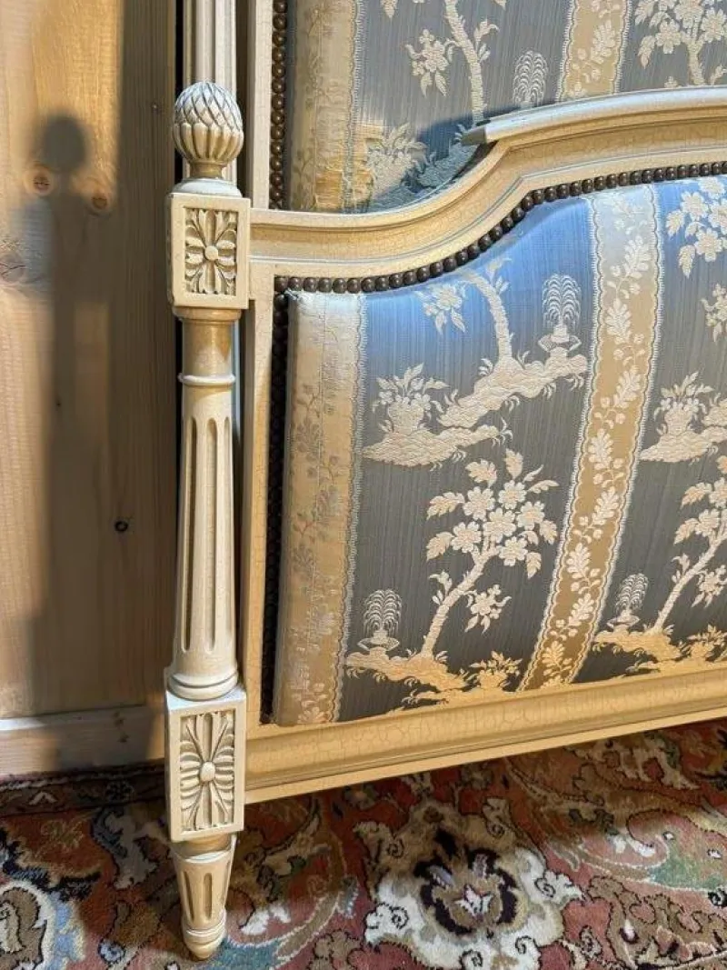 Hot Pamono Louis XVI Style Upholstered Bed in Beige Wood