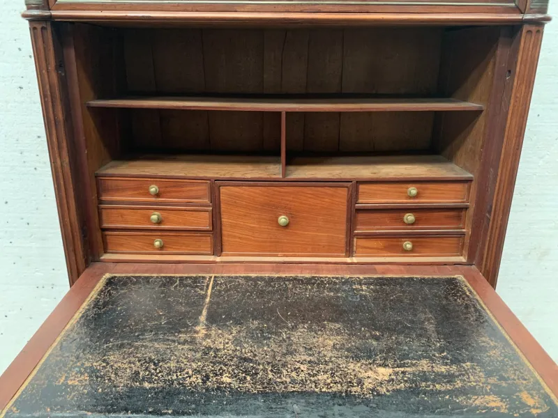 Pamono Louis XVI 19th Century Mahogany Secretary in Grey Veined Marble Top> Secretaires