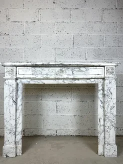 New Pamono Louis XVI White Marble Chimney, 1890s