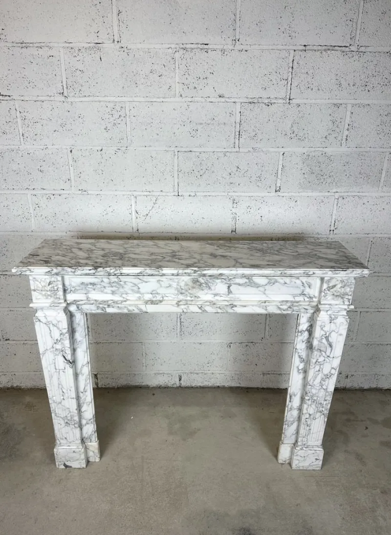 New Pamono Louis XVI White Marble Chimney, 1890s