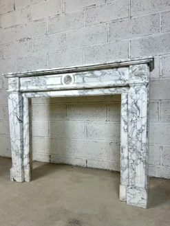 New Pamono Louis XVI White Marble Chimney, 1890s
