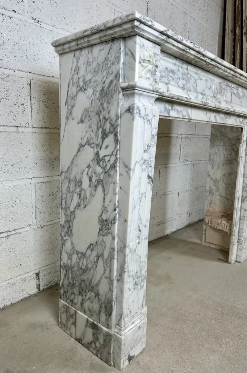 New Pamono Louis XVI White Marble Chimney, 1890s