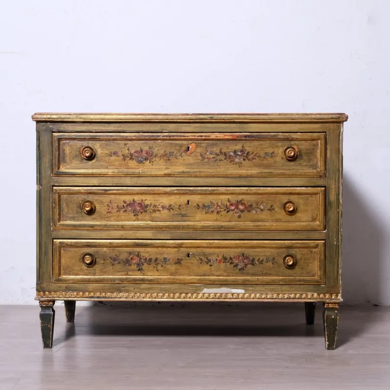 Pamono Louis XVI Wooden Three-Drawer Chest of Drawers, 1950s> Dressers, Commodes & Chests