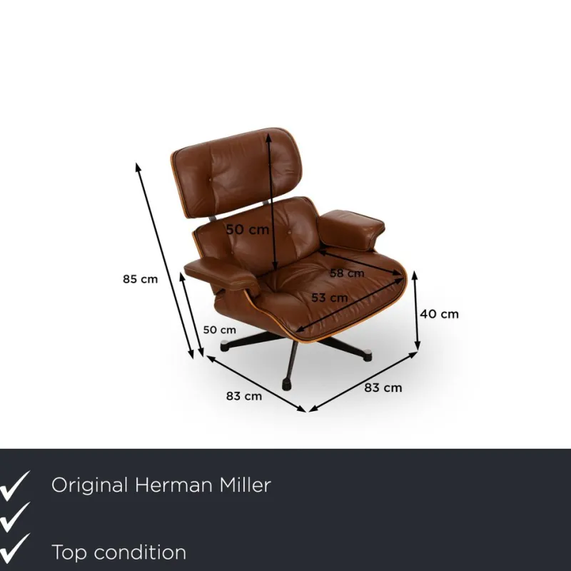 Pamono Lounge Chair in Leather by Charles & Ray Eames for Herman Miller> Lounge Chairs & Armchairs
