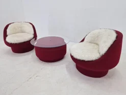 Pamono Lounge Chairs and Coffee Table, France, 1970s, Set of 3><noscript><img width=