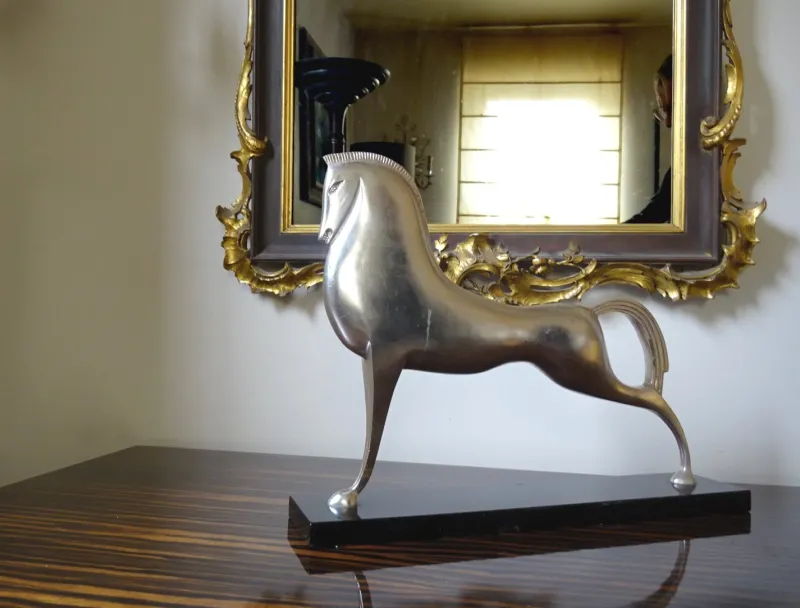 New Pamono Lovet-Lorski, Modernist Art Deco Style Horse, Bronze on Marble Base, 1970s
